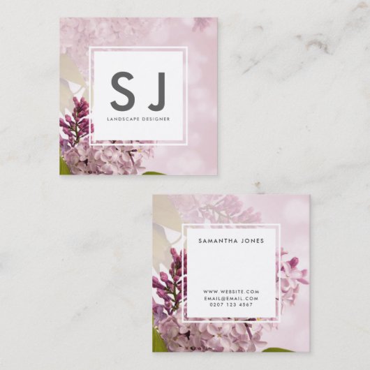 Hübscher rosa Blumendesigner Quadratische Visitenkarte (Vorne/Hinten)