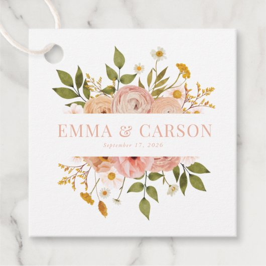 Hübscher Rosa Blumengarten Hochzeit Empfang Geschenkanhänger (Vorderseite)