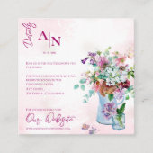 Hübscher Rosa Blumengarten Hochzeitsdetails Begleitkarte (Vorderseite)