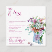 Hübscher Rosa Blumengarten Hochzeitsdetails Begleitkarte (Vorderseite)