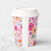 Hübscher Rosa Blumengarten Pappbecher (Links)