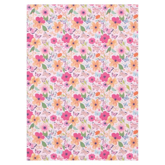 Hübscher Rosa Blumengarten Tischdecke (Vorderseite)