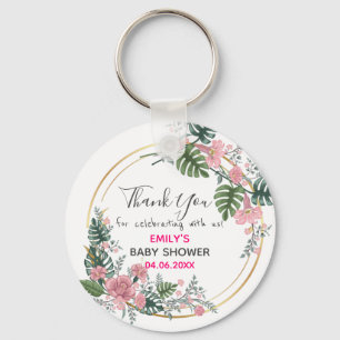 Hübscher rosa Blumenkranz Dankeschön Baby Shower Schlüsselanhänger