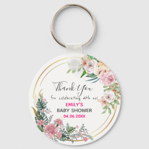Hübscher rosa Blumenkranz Dankeschön Baby Shower Schlüsselanhänger