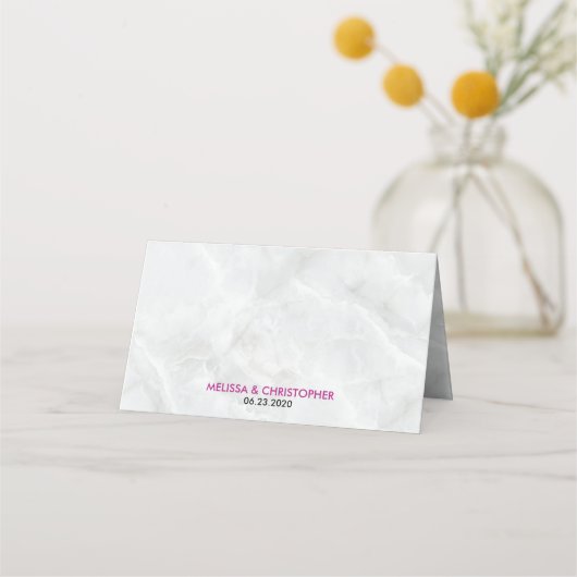 Hübscher, rosa Blumentisch Platzkarte (Rückseite)