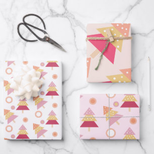 Hübscher rosa Blush-Weihnachtsbaum  Geschenkpapier Set