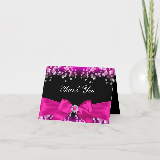 Hübscher rosa Bogen u. Schein danken Ihnen zu Dankeskarte (Vorderseite)
