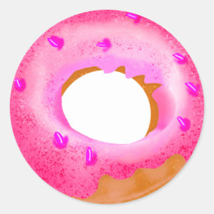 Hübscher Rosa Donut-Aufkleber Runder Aufkleber