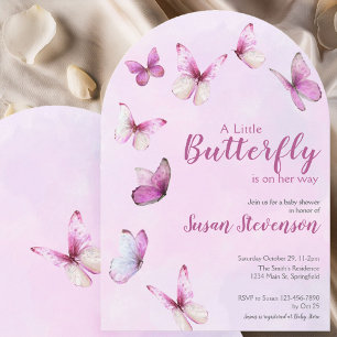 Hübscher Rosa Ein Kleiner Schmetterling Baby Showe Einladung