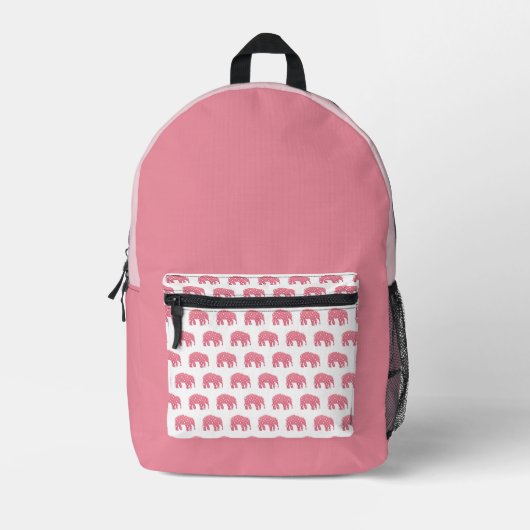 Hübscher rosa Elefant Bedruckter Rucksack (Vorderseite)