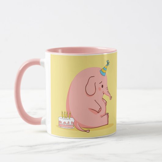Hübscher rosa Elefant Geburtstagsbecher – Personal Tasse (Links)