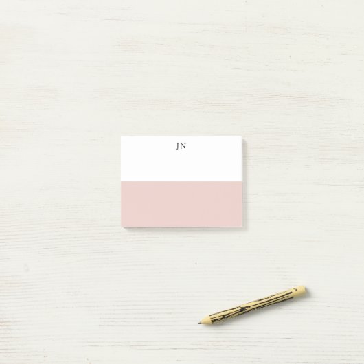Hübscher rosa Farbblock für Monogramm Post-it Klebezettel (Auf Schreibtisch)