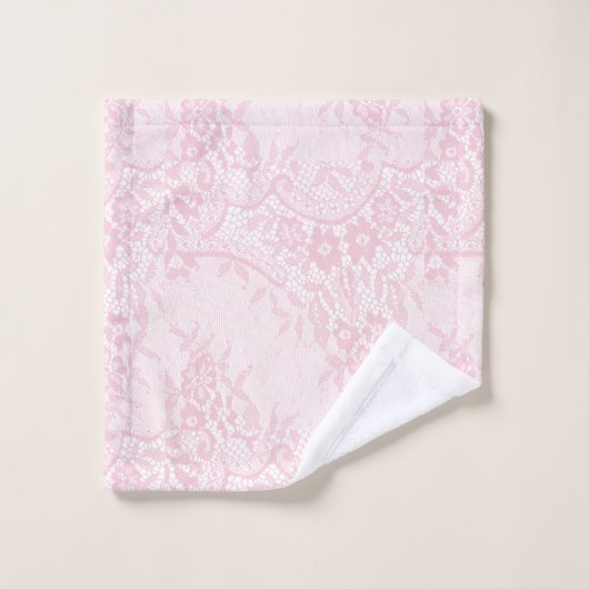 Hübscher rosa Farbstich mit Blumenmuster Badhandtuch Set (Waschlappen)