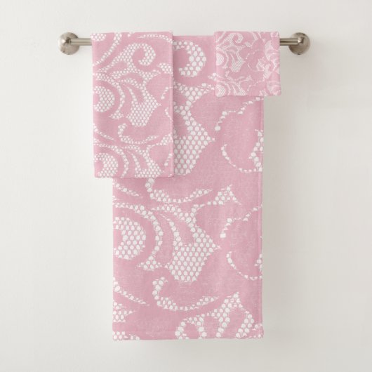 Hübscher rosa Farbstich mit Blumenmuster Badhandtuch Set (Insitu)