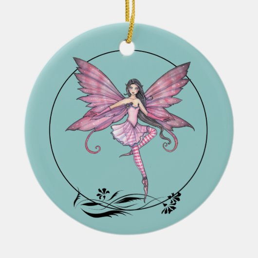 Hübscher rosa Feen-Schmuck Keramik Ornament (Vorne)