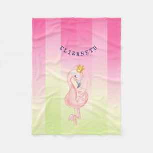 Hübscher rosa Flamingo Ombre gestreift Fleecedecke