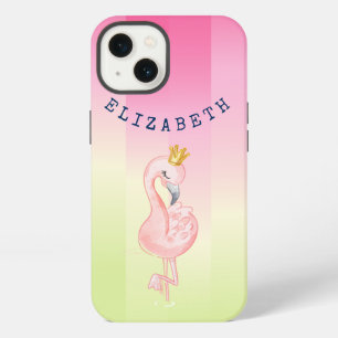 Hübscher rosa Flamingo Ombre gestreift     iPhone 13 Hülle