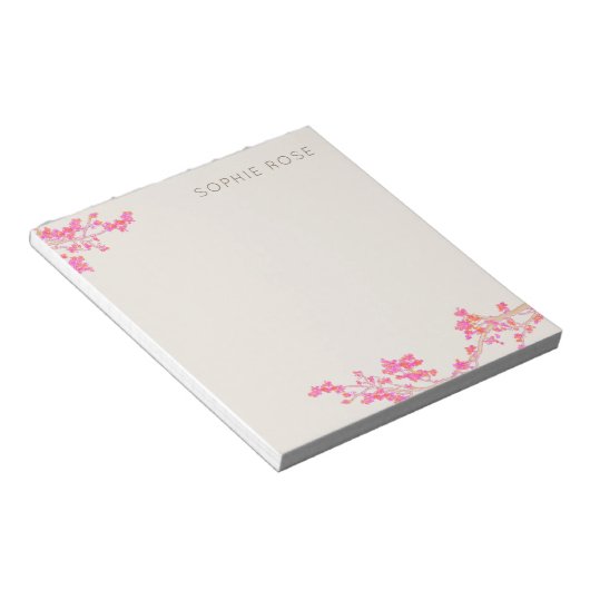 Hübscher, rosa, floraler Notepad Notizblock (angewinkelt)