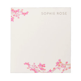 Hübscher, rosa, floraler Notepad Notizblock