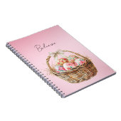 Hübscher rosa Frühlingsblumen-Oster-Eier-Korbbogen Notizblock (Rechte Seite)