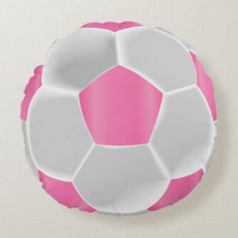 Hübscher rosa Fußballball Rundes Kissen