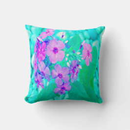 Hübscher Rosa Garten Phlox Blume Aquamarine Kissen