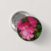 Hübscher Rosa Geranium-Foto Button (Vorne & Hinten)