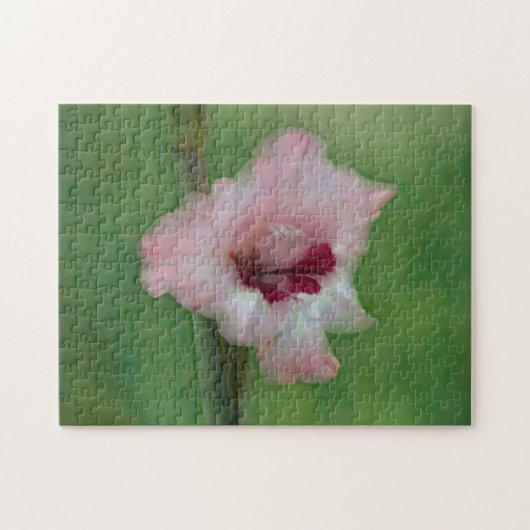 Hübscher Rosa Gladiolus Blumengarten Kunst, Dichtu Puzzle (Horizontal)
