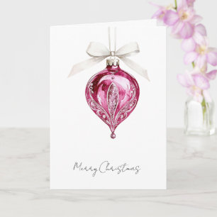 Hübscher rosa glamouröser Weihnachtsbaumschmuck Karte