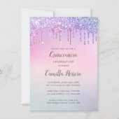 Hübscher rosa Glitzer Gradient Quinceañera Geburts Einladung (Vorderseite)