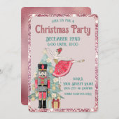 Hübscher rosa Glitzer und Aquamariner Nutcracker W Einladung (Vorne/Hinten)