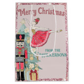 Hübscher rosa Glitzer und Aquamariner Nutcracker W Mittlere Geschenktüte (Rückseite)