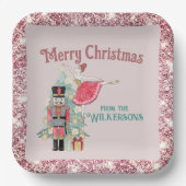 Hübscher rosa Glitzer und Aquamariner Nutcracker W Pappteller (Vorderseite)