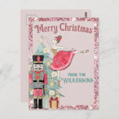Hübscher rosa Glitzer und Aquamariner Nutcracker W Postkarte (Vorne/Hinten)