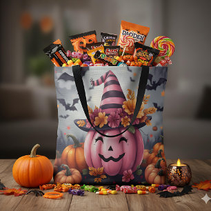 Hübscher rosa Halloween-Kürbis Jack-o-lantern Tasche