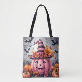 Hübscher rosa Halloween-Kürbis Jack-o-lantern Tasche (Vorderseite)