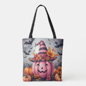Hübscher rosa Halloween-Kürbis Jack-o-lantern Tasche (Rückseite)