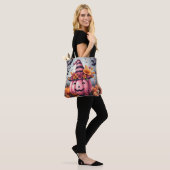 Hübscher rosa Halloween-Kürbis Jack-o-lantern Tasche (Am Model)