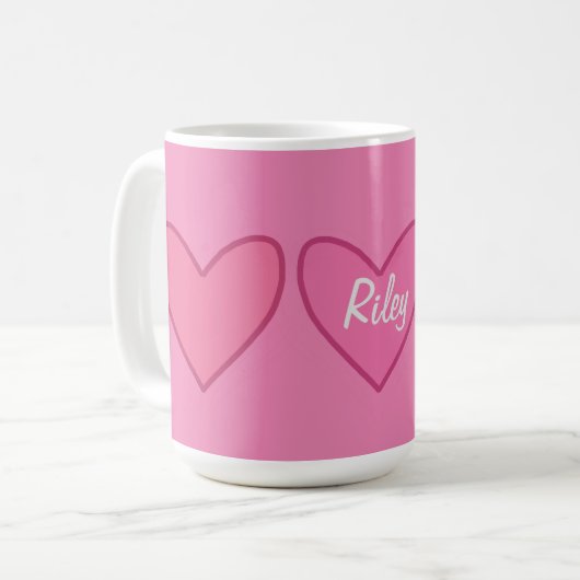 Hübscher Rosa Herz Valentinstag Kaffeetasse (Vorderseite Links)