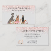 Hübscher rosa Hund tagsüber Betreuung Visitenkarte (Vorne/Hinten)