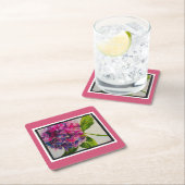 Hübscher rosa Hydrangea-Untersetzer Rechteckiger Pappuntersetzer (Vor Ort)