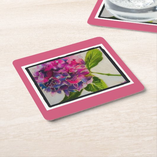 Hübscher rosa Hydrangea-Untersetzer Rechteckiger Pappuntersetzer (angewinkelt)
