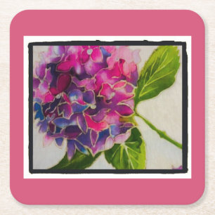 Hübscher rosa Hydrangea-Untersetzer Rechteckiger Pappuntersetzer