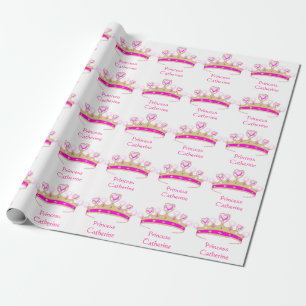Hübscher rosa individueller Name Prinzessin-Crown Geschenkpapier