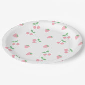 Hübscher Rosa Kirschkirsche Erdbeeren Frühling Frü Pappteller (Schrägansicht)