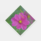 Hübscher rosa Kosmos Glücklich Geburtstag Serviette (Ecke)