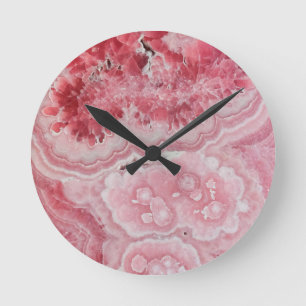 Hübscher rosa KristallGeode Stein-Druck Runde Wanduhr