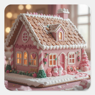 hübscher rosa Lebkuchen Quadratischer Aufkleber