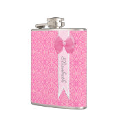 Hübscher rosa Medaillon-Damast-niedlicher Bogen Flachmann (Links)