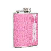 Hübscher rosa Medaillon-Damast-niedlicher Bogen Flachmann (Rechts)